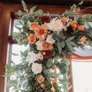 Elegant Wedding Arch Floral Arrangement in Sunset Terracotta by Lings Moment